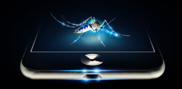 智能手机上的蚊子-电池背景图片下载