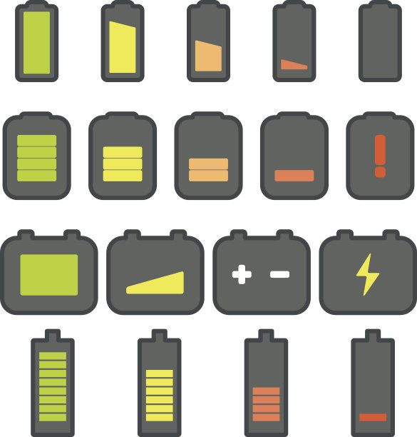 不同的蓄电池状态图标。极简主义插图的概念图片下载