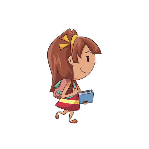 女孩走路,背包图片下载