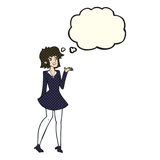 卡通美女穿着带有思想泡泡的衣服图片下载