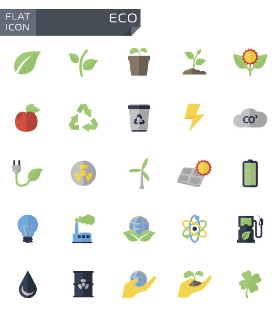 矢量平面生态图标集图片下载
