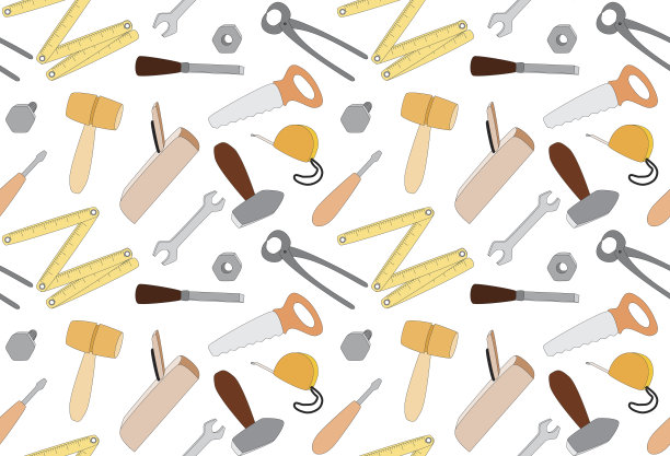 卡通工具无缝图案、插图图片下载