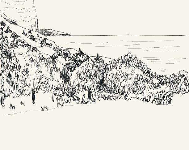 夏天海景草图图片下载