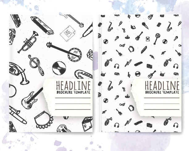 笔记本模板与手绘音乐模式。图片下载