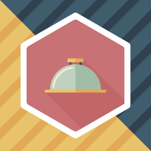 餐厅钟形图标与长影子，eps10图片下载