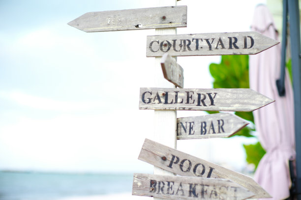 海滩上的路标图片下载