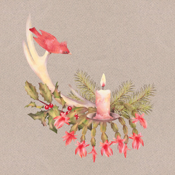 圣诞快乐水彩画图片下载