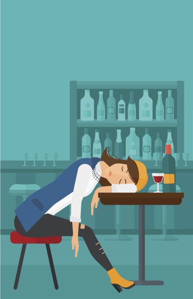 在酒吧睡觉的女人图片下载