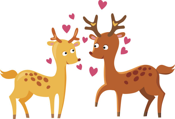 可爱的鹿坠入大自然可爱的动物载体图片下载