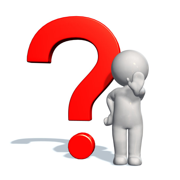 带有红色问号的3D人物 - 白色背景图片下载