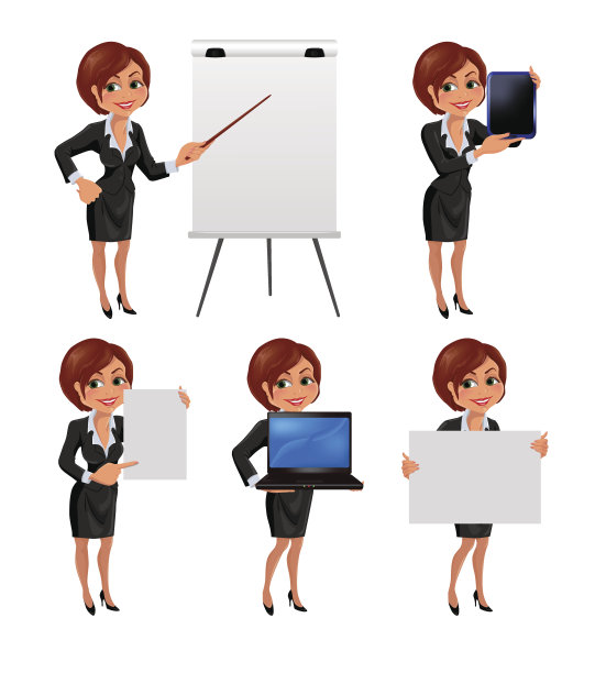 卡通商务女人演示场景2图片下载