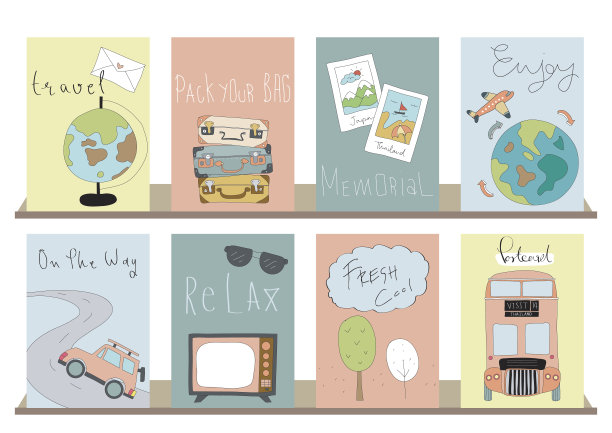 浅粉蓝色的横幅，传单，标语牌集合图片下载