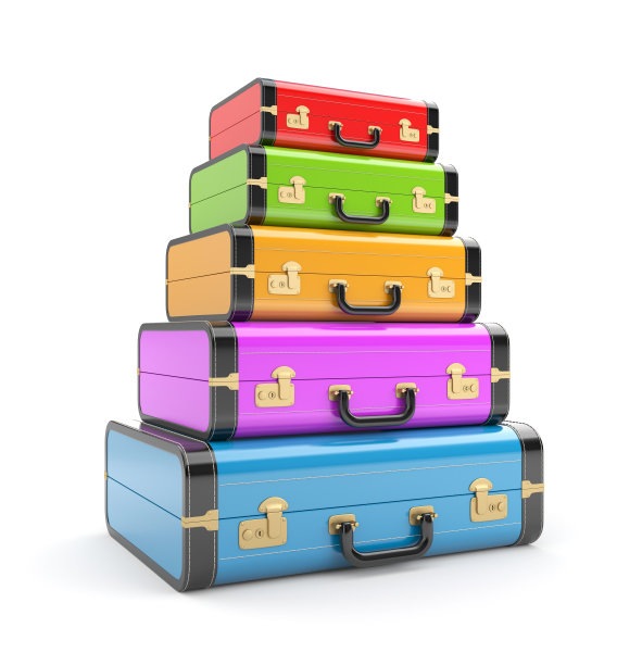 一堆老式行李箱图片下载