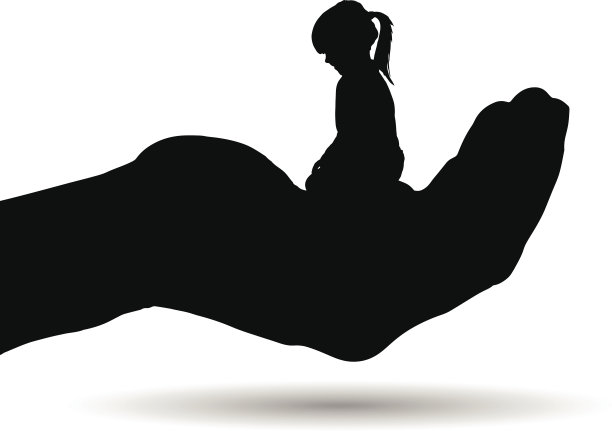 一个女孩的矢量剪影。图片下载