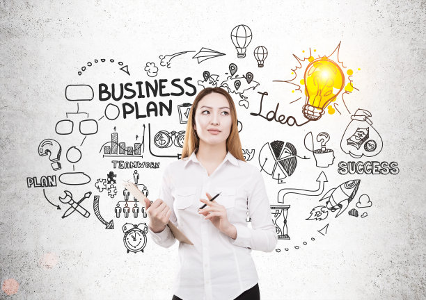 女商人正在制定商业计划图片下载