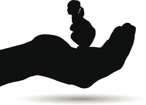 一个女孩的矢量剪影。图片下载