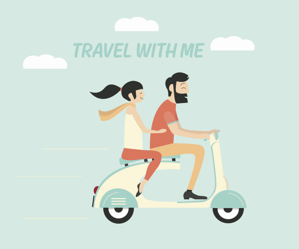 新婚夫妇骑摩托车图片下载