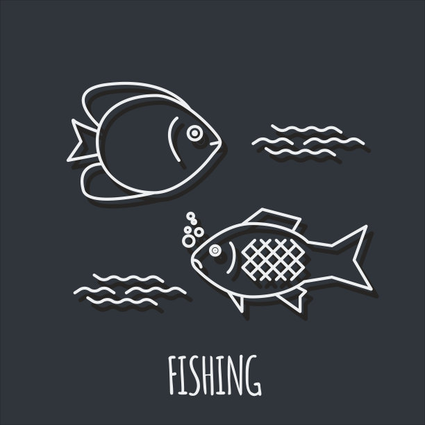 潜水图标与鱼和海藻图片下载