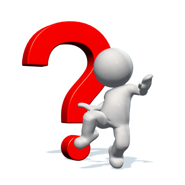 带有红色问号的3D人物 - 白色背景图片下载
