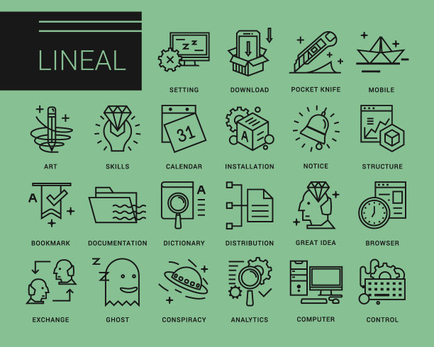 现代风格的直线矢量图标图片下载