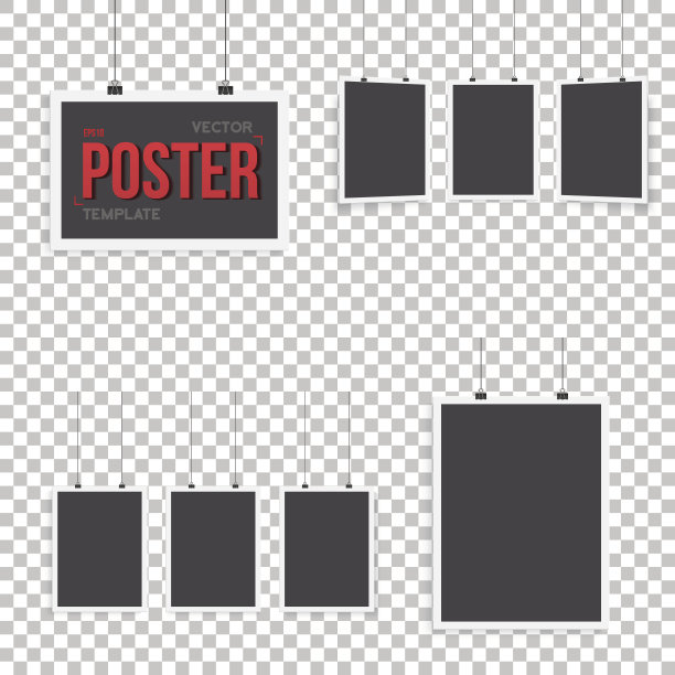 孤立矢量海报模型集。现实的EPS10向量集Pa图片下载