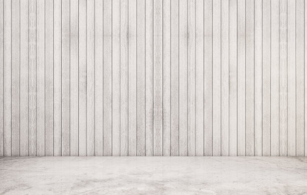 白色抛光混凝土地板，配木墙图片下载