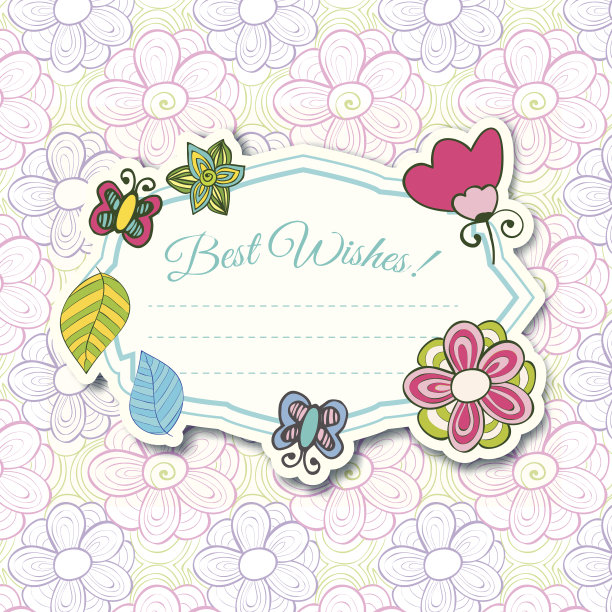 漂亮的鲜花贺卡与树叶图片下载