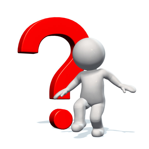 带有红色问号的3D人物 - 白色背景图片下载
