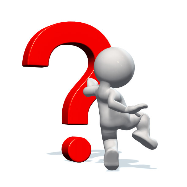 带有红色问号的3D人物 - 白色背景图片下载