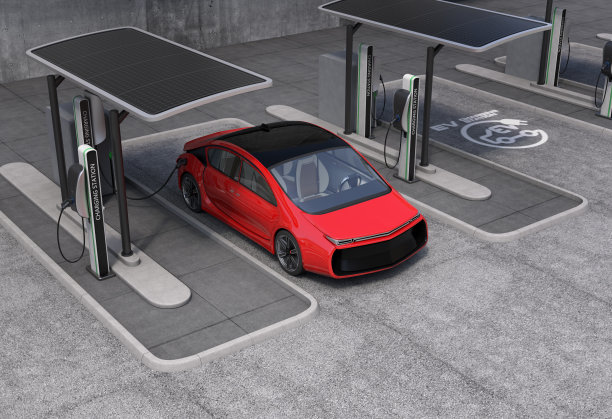 公共空间的电动汽车充电站图片下载