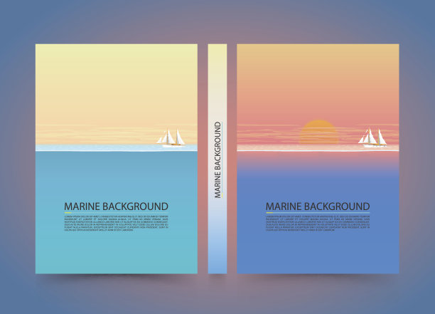 蓝色的海和云的天空旗帜，A4大小的纸图片下载