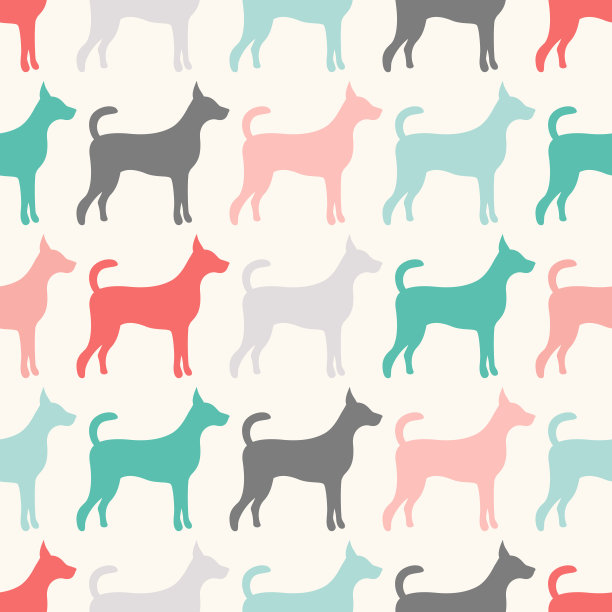 动物无缝图案的狗剪影图片下载