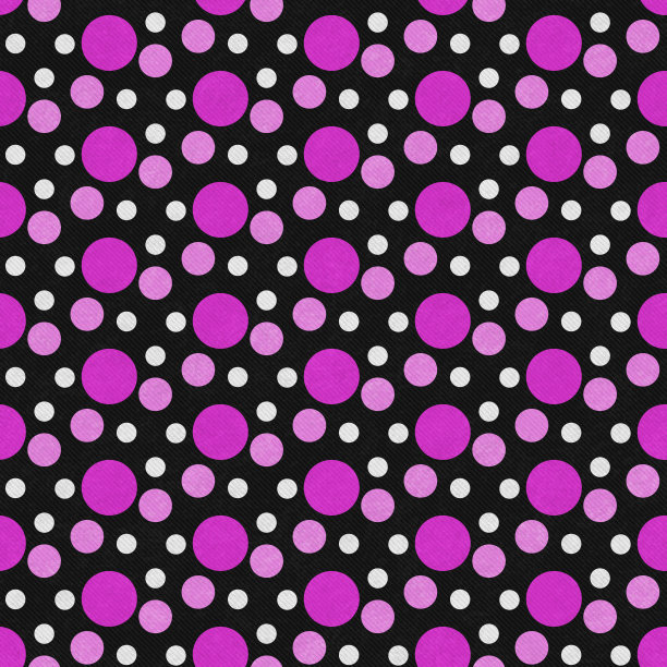 粉红色，白色和黑色圆点瓷砖图案重复的背景图片下载