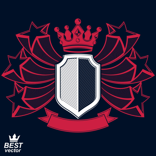 皇家风格化矢量图形符号。3d星盾图片下载