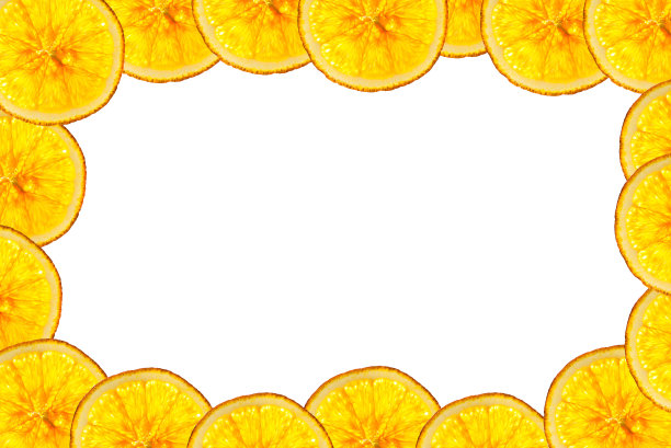 橙色切片孤立在白色背景背面照明作为框架图片下载