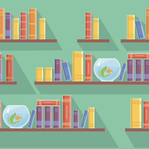 矢量无缝图案书架、书籍图片下载