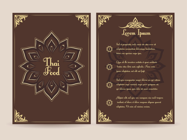 泰国菜菜单矢量模板图片下载