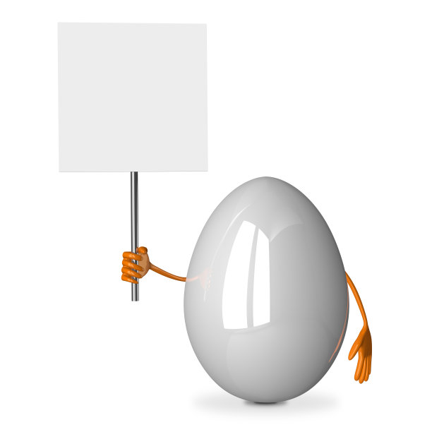 举着标语牌的白色鸡蛋图片下载