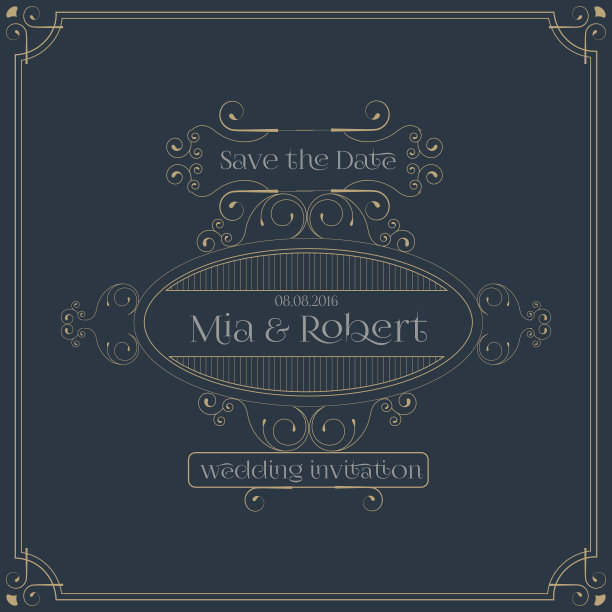 带有花卉装饰的婚礼请帖图片下载