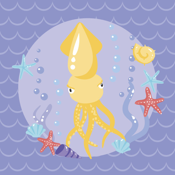 可爱的卡特尔与seasters和shell图片下载