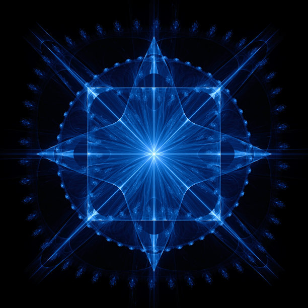 神秘的符号一颗圆形和方形的四角星。图片下载