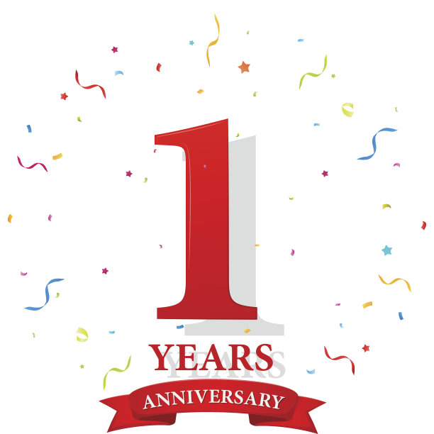 用五彩纸屑庆祝周年快乐图片下载