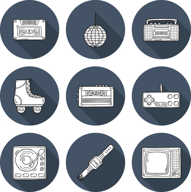 一套手绘复古图标图片下载