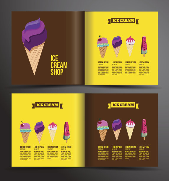 冰淇淋宣传册设计。冰淇淋店的菜单。图片下载
