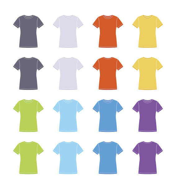 女性彩色短袖t恤模板收藏图片下载