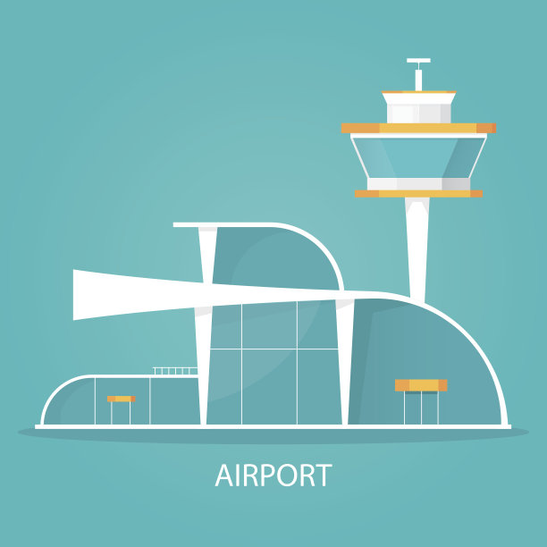 现代矢量插图机场景观，机场标志。图片下载