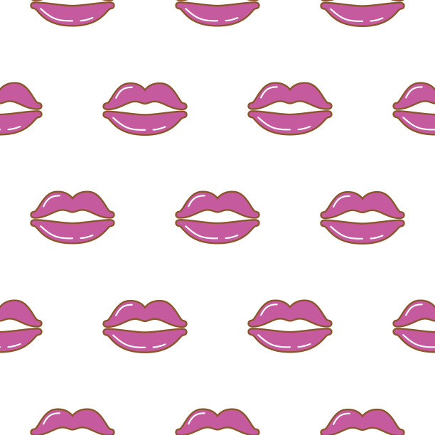 流行艺术女孩风格的粉色唇彩无缝矢量图案。图片下载