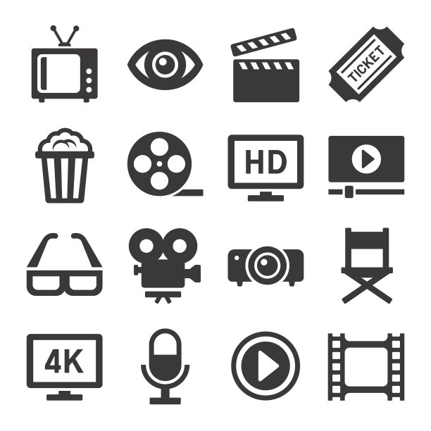 电影院图标合集矢量图图片下载