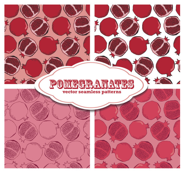 石榴色涂鸦无缝图案图片下载