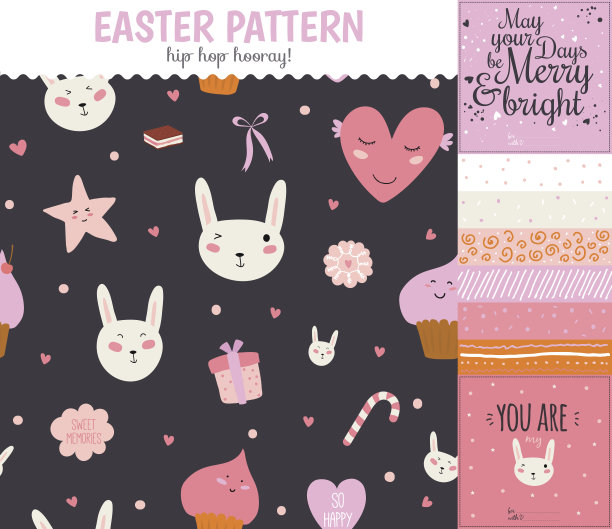 一套卡片，笔记和贴纸与可爱的插图图片下载